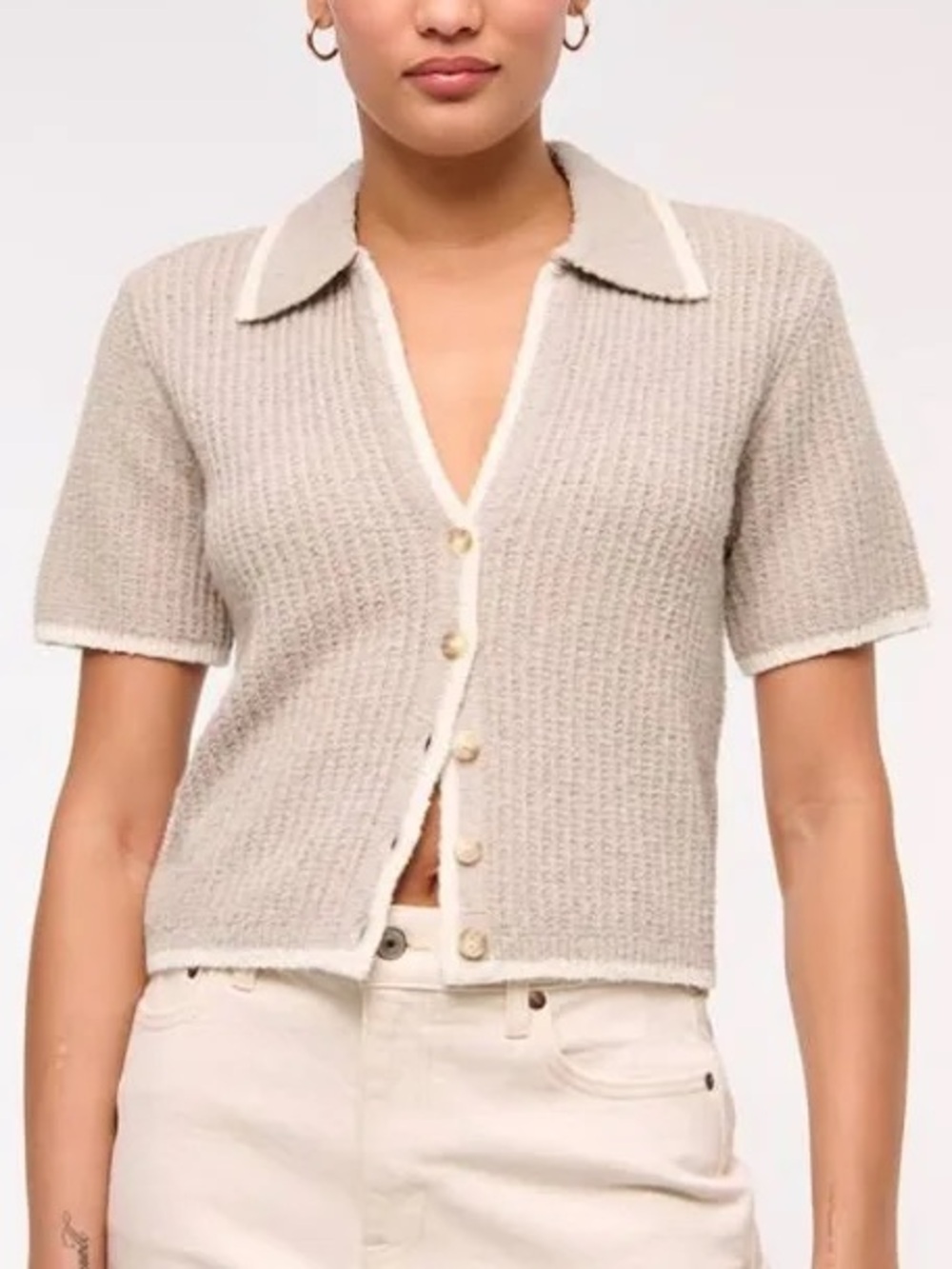 short sleeve crochet style polo